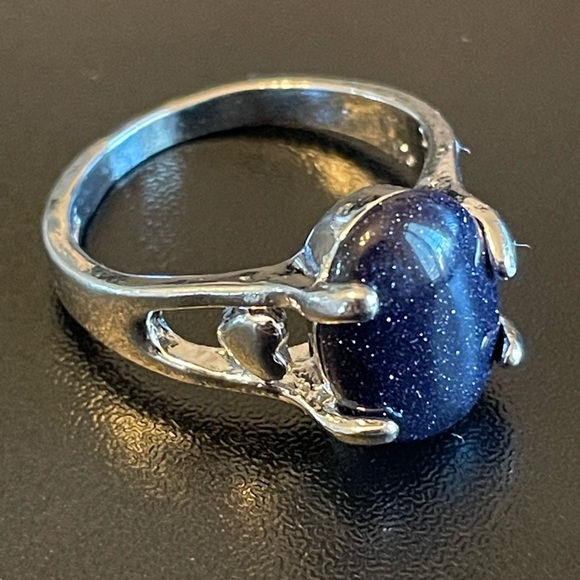 Jewelry - Navy blue sandstone S925 silver heart ring